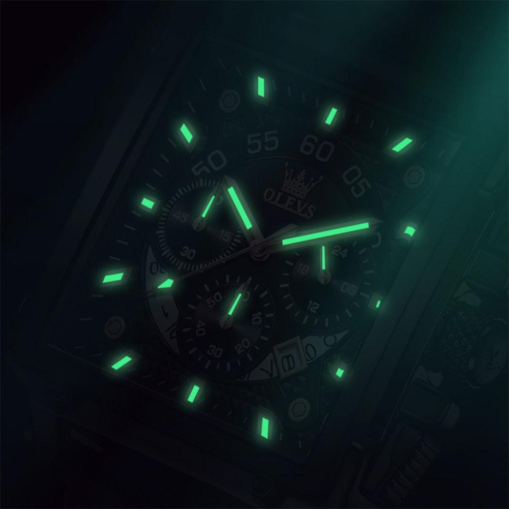 Relógio Masculino de Luxo Quadrado Pulseira de Couro