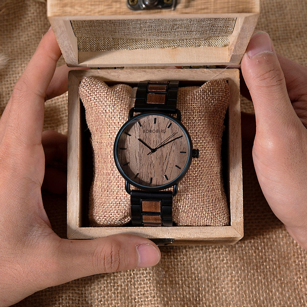 Relógio Minimalista de Madeira 43mm