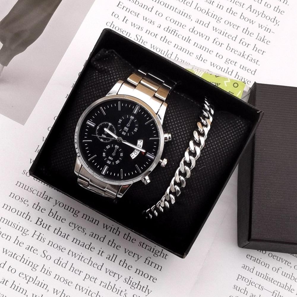 Relógio Masculino + Pulseira - Kit de Luxo