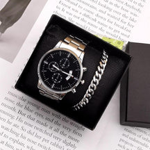Relógio Masculino + Pulseira - Kit de Luxo