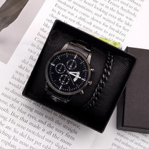 Relógio Masculino + Pulseira - Kit de Luxo