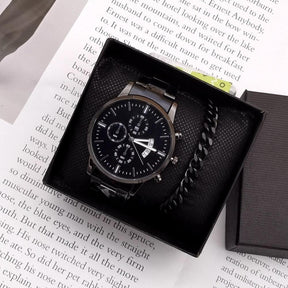 Relógio Masculino + Pulseira - Kit de Luxo
