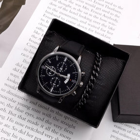 Relógio Masculino + Pulseira - Kit de Luxo