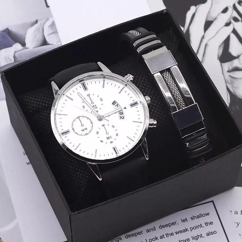 Relógio Masculino + Brinde Pulseira de Couro Floraza