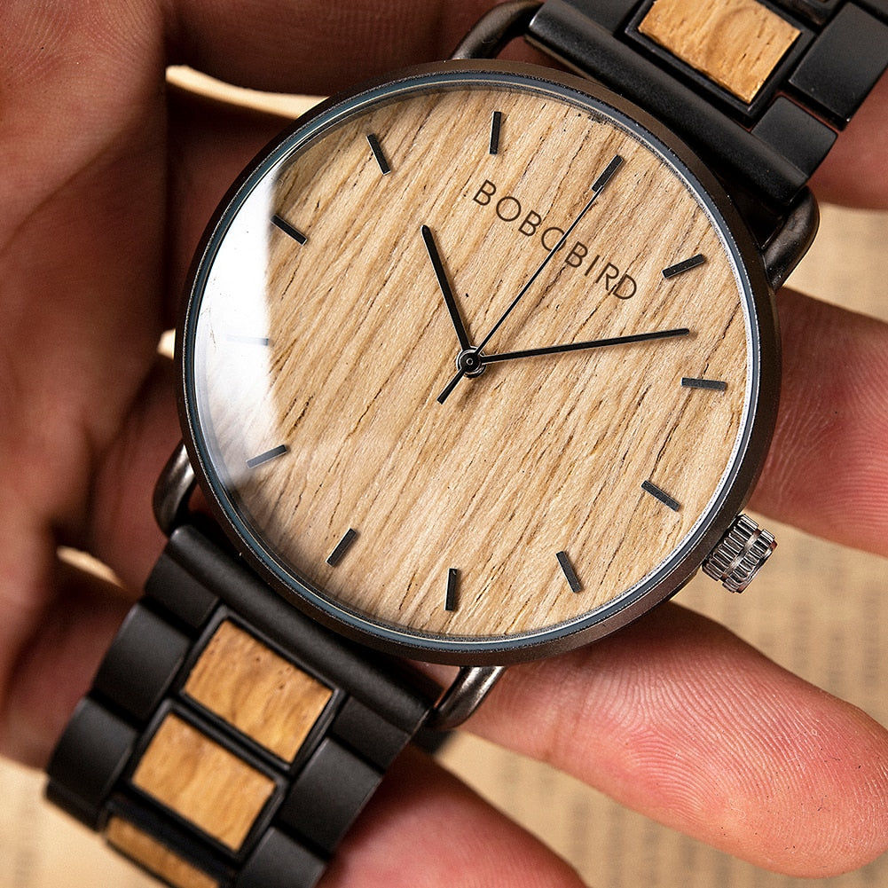 Relógio Minimalista de Madeira 43mm