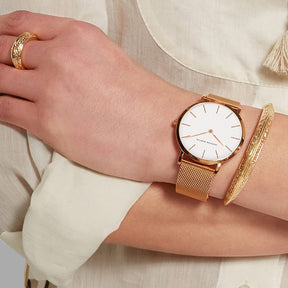 Relógio Feminino Minimalista Malha de Aço