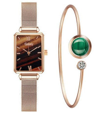 Relógio Feminino de Luxo + Brinde Bracelete Esmeralda